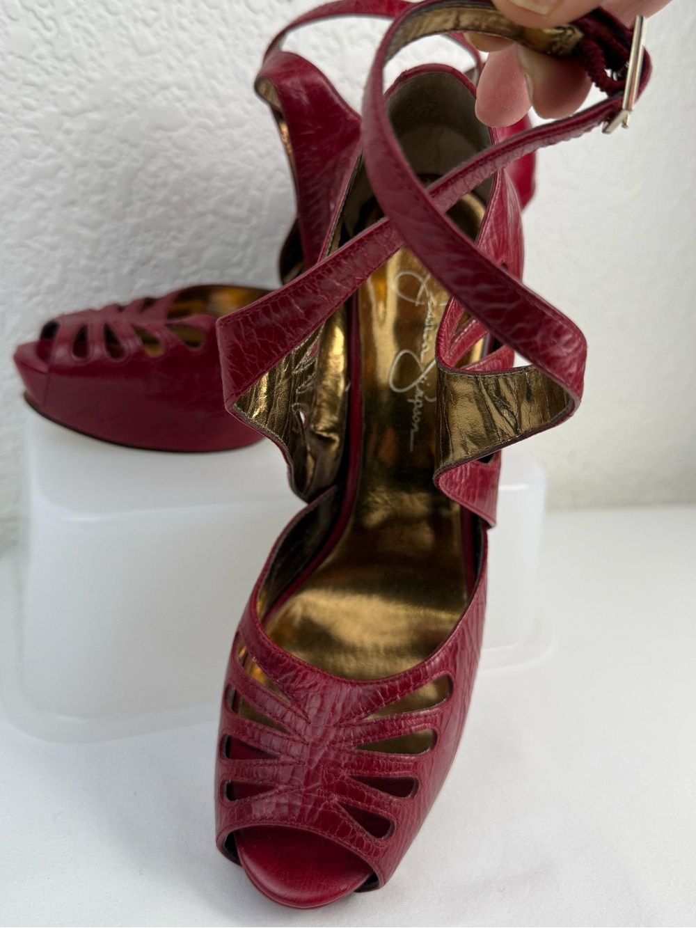 Jessica Simpson | Amona | Red Leather Platform Heels | 9B - Picture 8 of 14